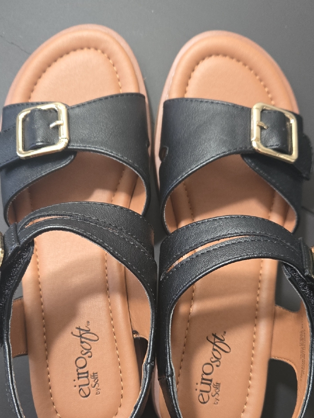 Women's Black EURO SOFT Sandals Size 7.5